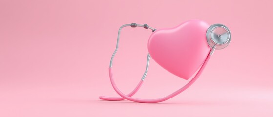 Health awareness event featuring a heart-shaped stethoscope medical setting promotional content bright environment close-up view heart health concept