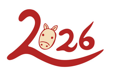 2026年イラスト年賀状素材・午と西暦