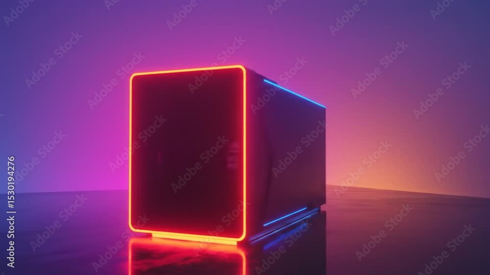 Poster modern neon-lit computer case design for gaming and content creation