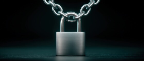 Security measures for data protection lock and chain image digital workspace graphic design dark environment close-up view cybersecurity concept