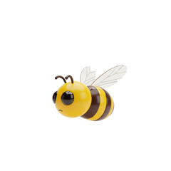Cute Yellow and Black Bee Toy with Transparent Wings on White Background
