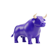 Purple Bull Toy Figurine Standing on White Background for Kids and Decorative Use