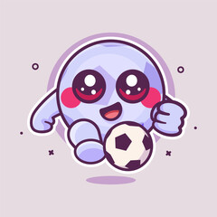 smiling soccer ball character mascot playing football isolated cartoon