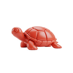 Red Cartoon Turtle Toy on White Background Cute and Playful for Children's Product Display
