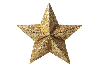A gold star with glitter on it