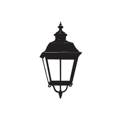 Black silhouette of Patriot&rsquo;s lantern, centered on plain white background