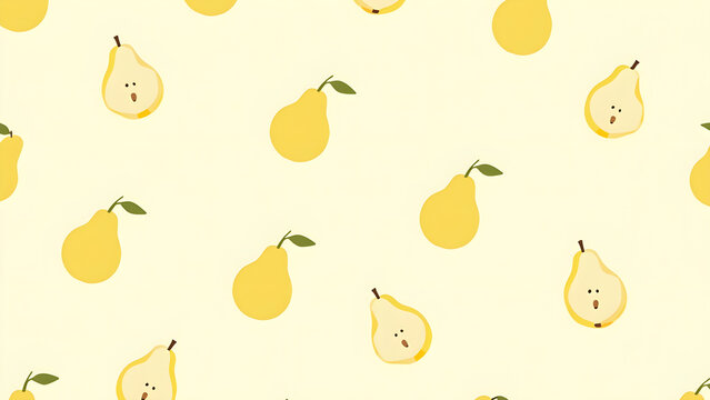 Seamless pattern with pears and half of pears in abstract minimalistic style.