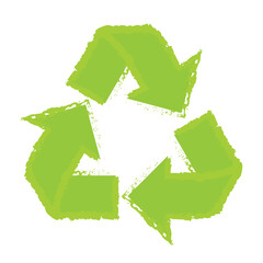 Grunge style green recycle symbol icon for eco-friendly, sustainability, and environmental awareness design

