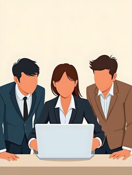 Three business people looking at a laptop