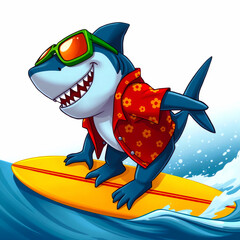 Surfing Shark in Hawaiian Style