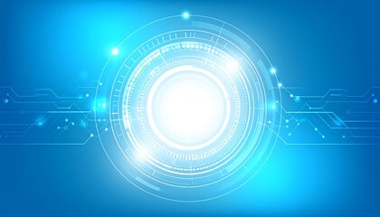 Blue abstract tech circle with circuit board.