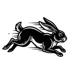 Obraz premium Black Hare in Motion: Vintage Style Illustration