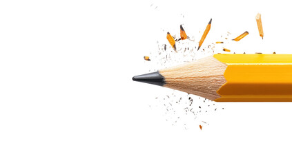 Sharpening a pencil, debris flying