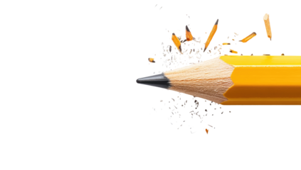 Sharpening a pencil, debris flying