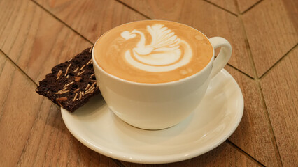 Latte Art Coffee and Brownies