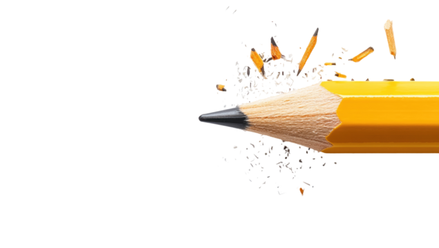 Sharpening a pencil, debris flying