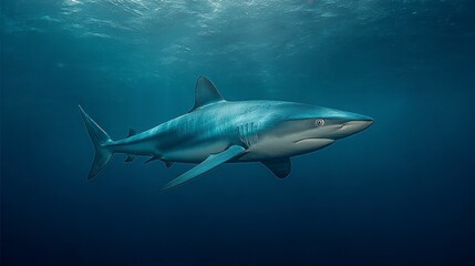 Fototapeta premium Shark underwater in deep ocean