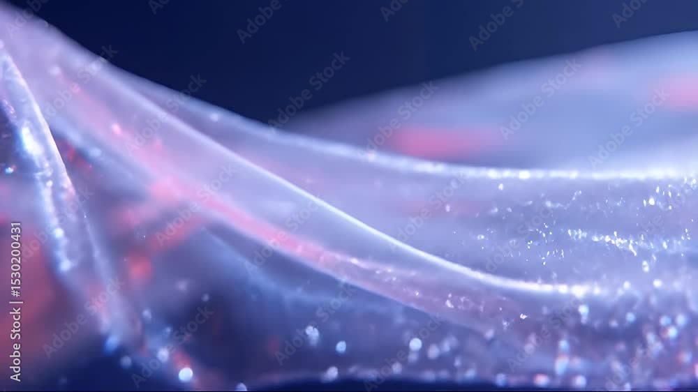 Poster abstract flowing fabric with soft pink and blue gradient light reflective waves with smooth texture 