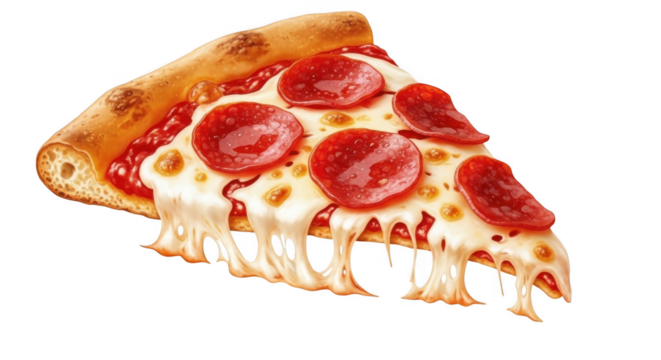 Appetizing Slice of Pepperoni Pizza PNG for Culinary Designs and Creations - Powered by Adobe