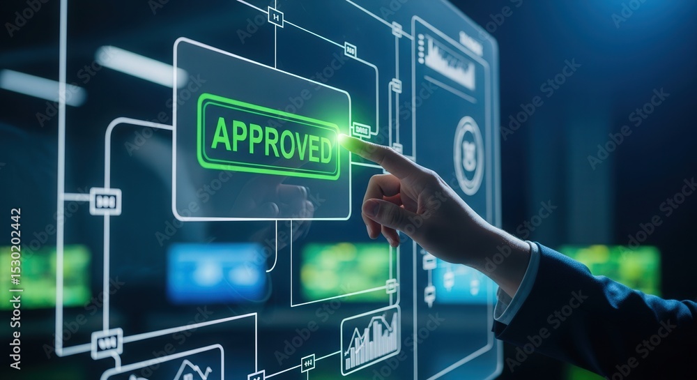 Poster approved digital technology concept business process automation and workflow management system