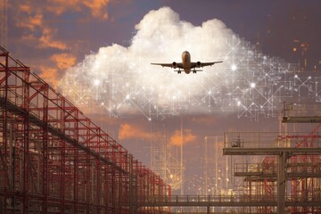 Abstract Layers of Clouds and Infrastructure Representing Economic Connectivity and Progress