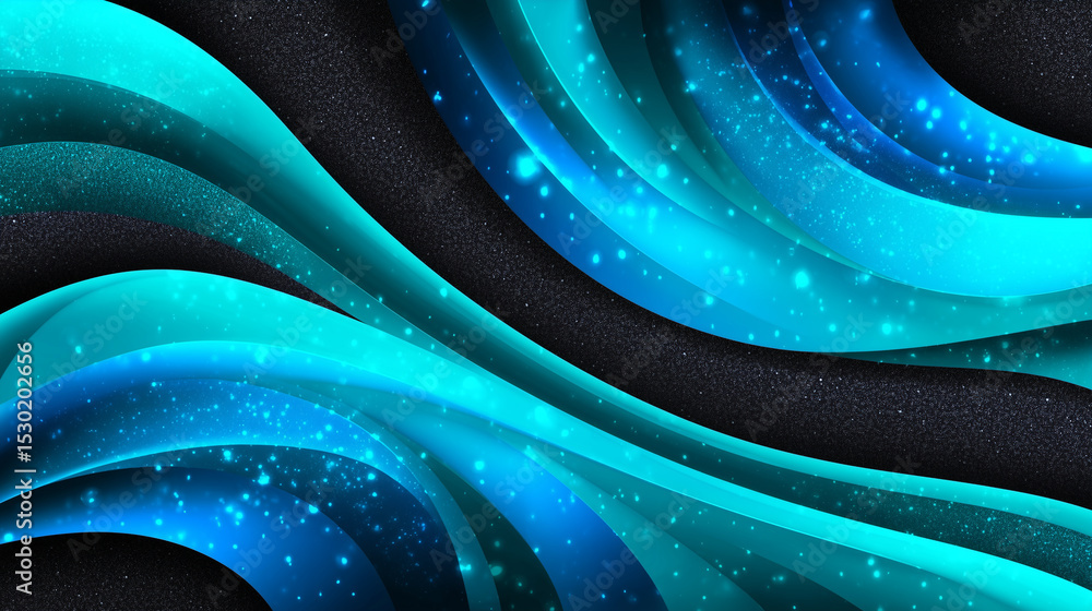 Poster abstract turquoise curve with glitter texture background for modern design
