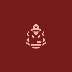 Firefighter logo in bold and heroic illustration style.