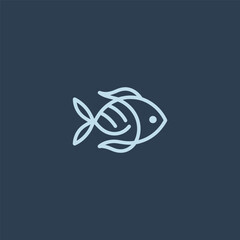 Fish logo in simple and minimalist line art style.