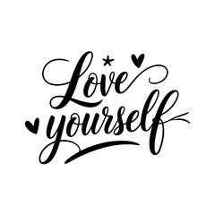 Love Yourself. Quote Vector Design Isolated on White Background