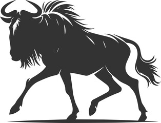 Wildebeest mammal animal vector drawing silhouette 