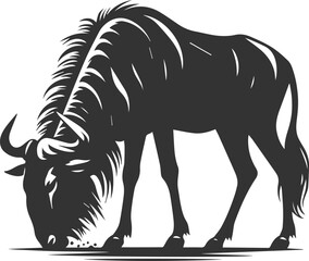 Wildebeest mammal animal vector drawing silhouette 