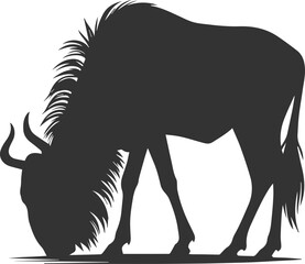 Wildebeest mammal animal vector drawing silhouette 