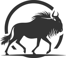Wildebeest mammal animal vector drawing silhouette 