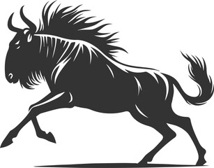Wildebeest mammal animal vector drawing silhouette 