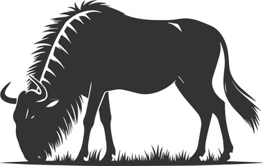 Wildebeest mammal animal vector drawing silhouette 