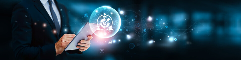 Business Targeting, Businessman manage and analysis of growth graph data on customer segmentation,...