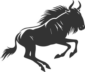 Wildebeest mammal animal vector drawing silhouette 