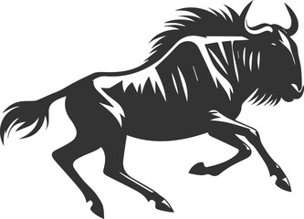 Wildebeest mammal animal vector drawing silhouette 