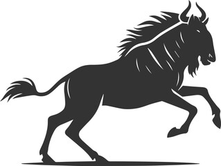Wildebeest mammal animal vector drawing silhouette 