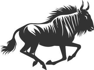 Wildebeest mammal animal vector drawing silhouette 