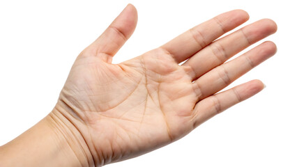 Open palm hand isolated on a white background