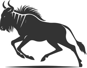 Wildebeest mammal animal vector drawing silhouette 