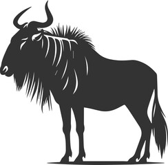 Wildebeest mammal animal vector drawing silhouette 