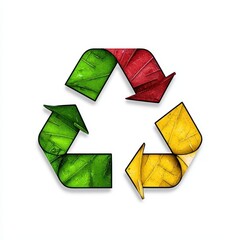 Colorful Autumn Leaves Recycling Symbol on White