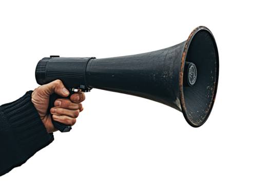 Hand holding a vintage megaphone
