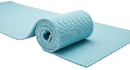 Unrolled Light Blue Mat for Yoga and Workout in PNG