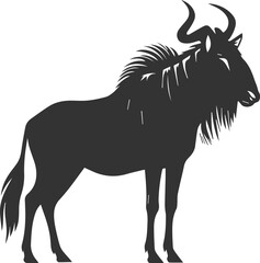 Wildebeest mammal animal vector drawing silhouette 