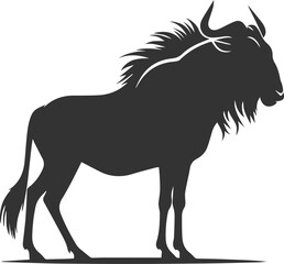 Wildebeest mammal animal vector drawing silhouette 