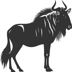 Wildebeest mammal animal vector drawing silhouette 
