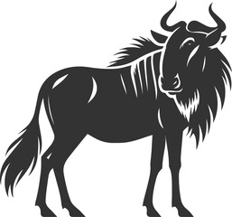 Wildebeest mammal animal vector drawing silhouette 